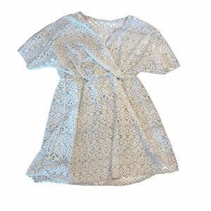 Shein White Lace Dress Girls Size 11-12 Short Sleeve Overlay Boho Style